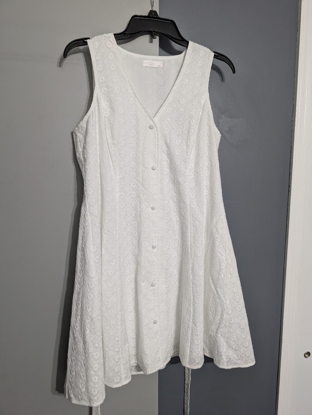 LC Lauren Conrad White Sleeveless Button-Front A-Line Dress